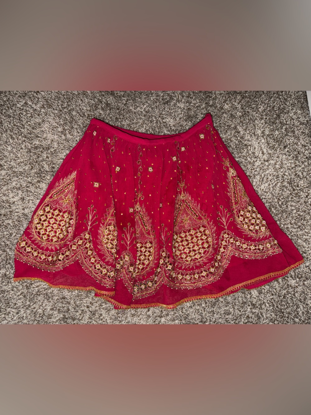 Embroidered Red Women's Skirt